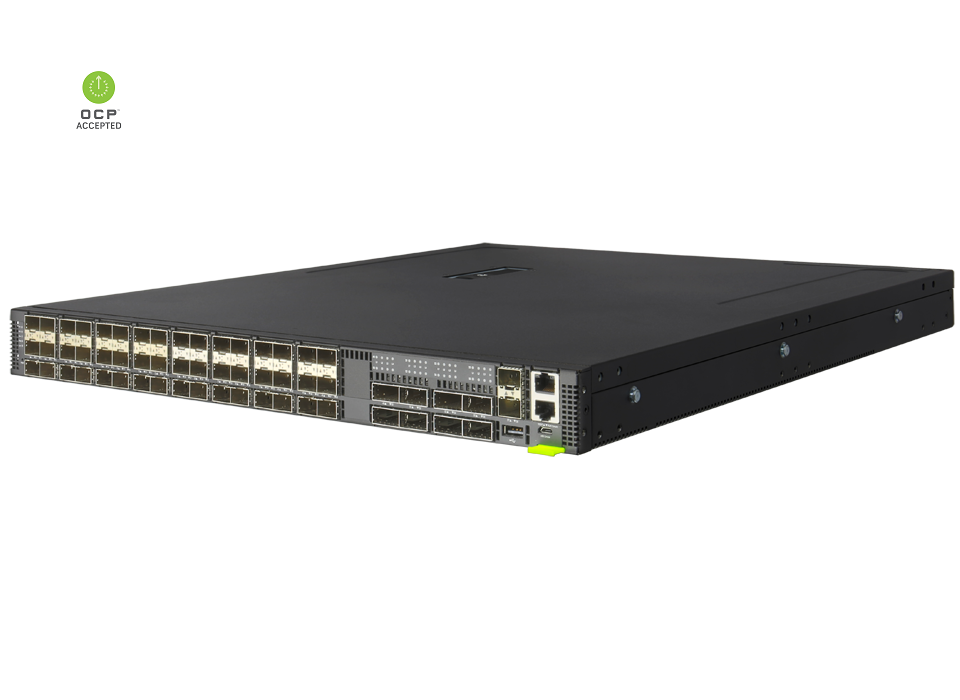 (AS9716-32D) 400 GbE Sakelar Pusat Data Perangkat Keras Bare-Metal
Sakelar menyediakan pengalih L2 dan L3 tingkat saluran melintasi port 32 x QSFP-DD, masing-masing mendukung 1 x 400 GbE atau 1 x 100 GbE, atau melalui kabel breakout 4 x 100 GbE atau 4 x 25 GbE.